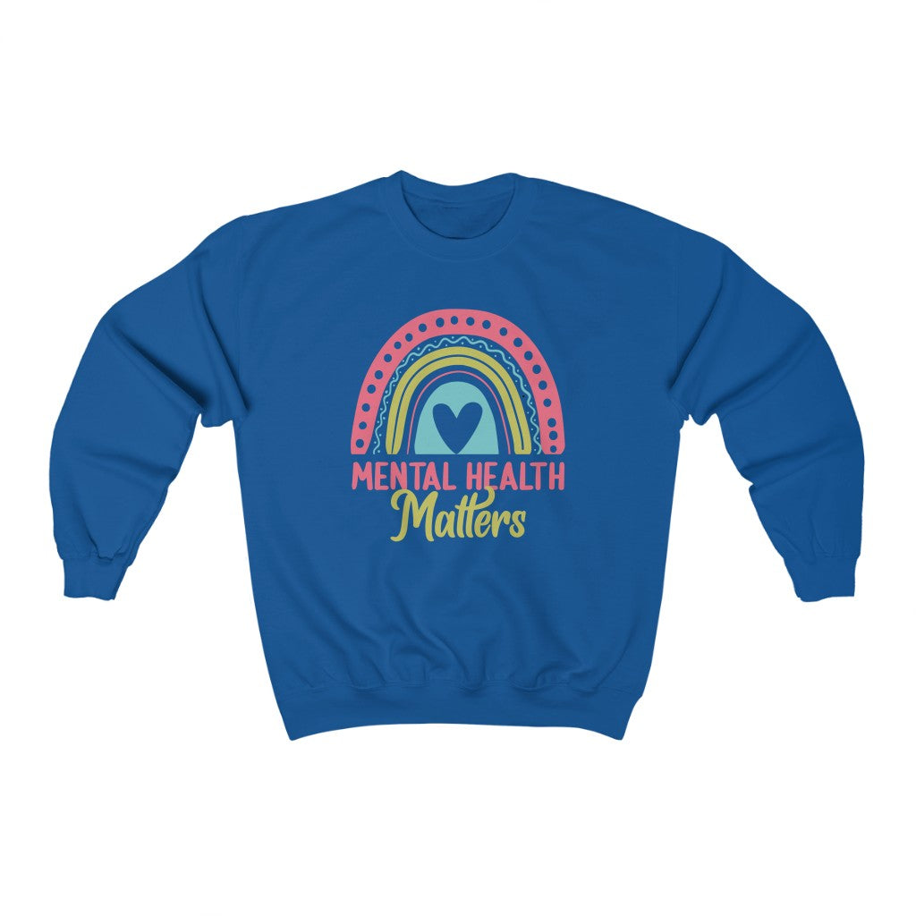 Mental Health Matters School Psychology Shirt | Rainbow Gift | Unisex HeavyBlend Crewneck Sweatshirt