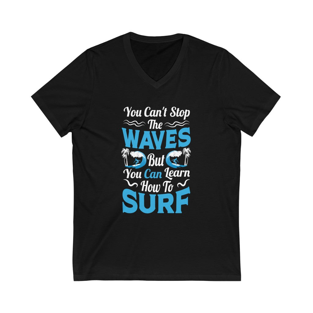 Can't Stop Waves School Psychologist Shirt | Mindfulness Gift | | Unisex Jersey V-neck T-shirt