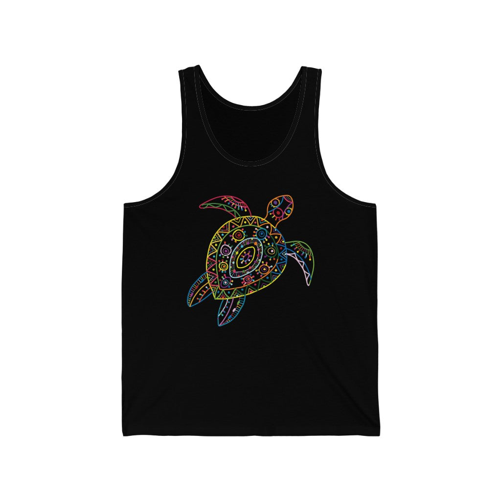 Sea Turtle Line Drawing Beach Bum Shirt | Ocean Lover Graphic Tees | Unisex Jersey Tank Top