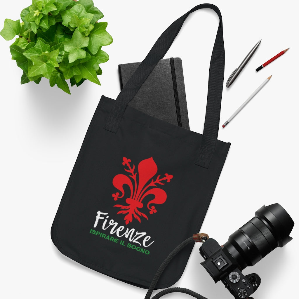 Florence Italy Fleur de Lis Tote Bag | Firenze Italia Italian Gift | Organic Canvas Tote Bag