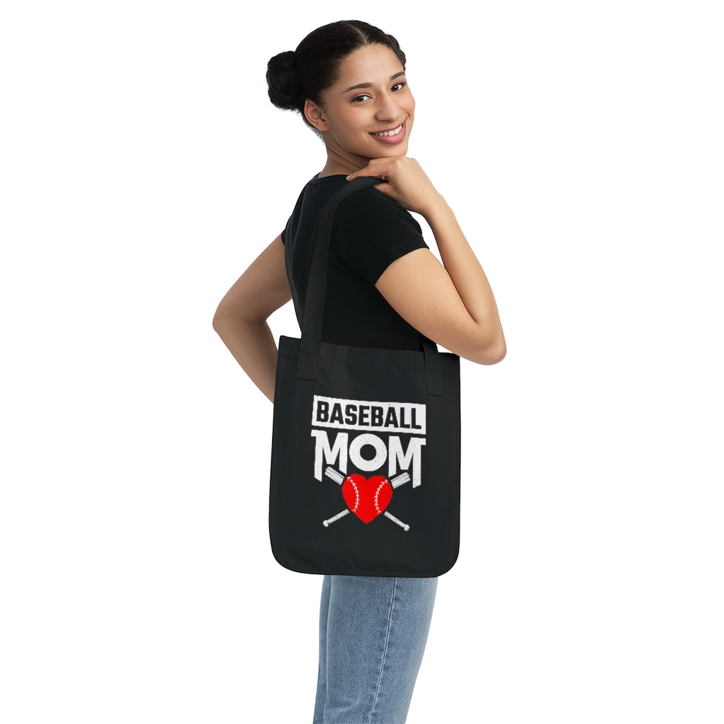 Baseball Mom Heart Aesthetic Tote | Mothers Day Mom Gift | Organic Canvas Tote Bag