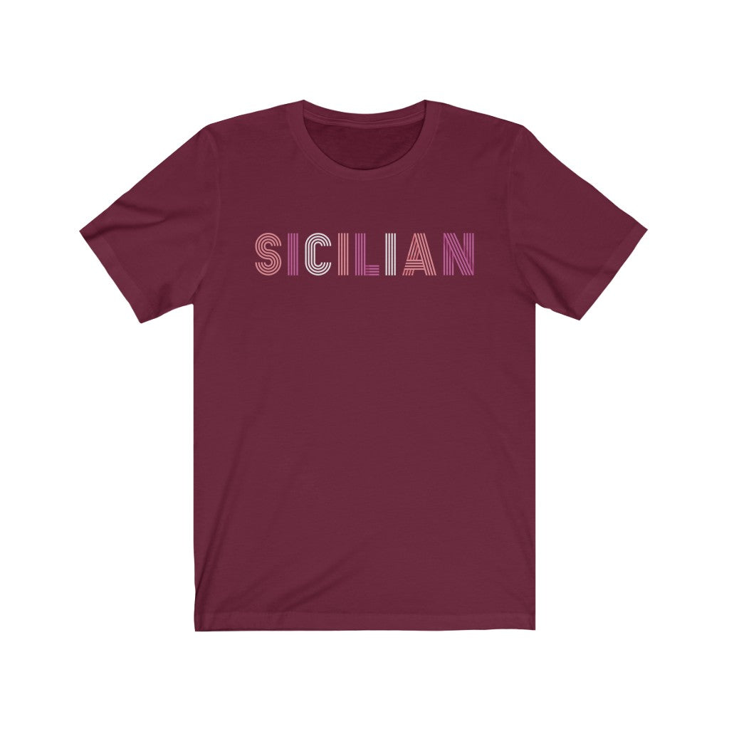 Sicilian Italian Heritage T-shirt | Sicily World Travel Gift | Unisex Jersey T-shirt