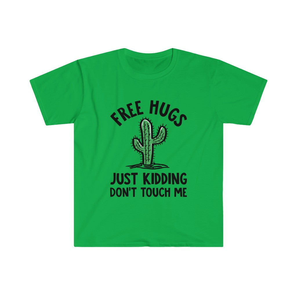 Free Hugs Cactus Funny Introvert Shirt Antisocial Gift | Unisex Soft Style T-Shirt