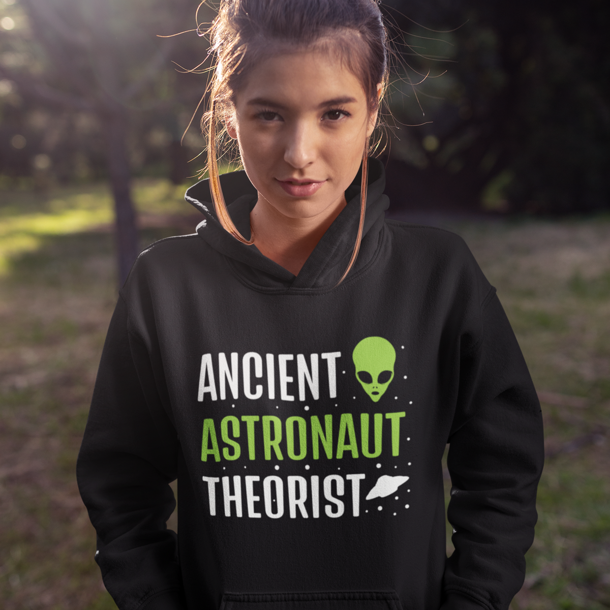 Ancient Astronaut Theorist Alien UFO Shirt | Funny Alien Gift | Unisex Hooded Sweatshirt