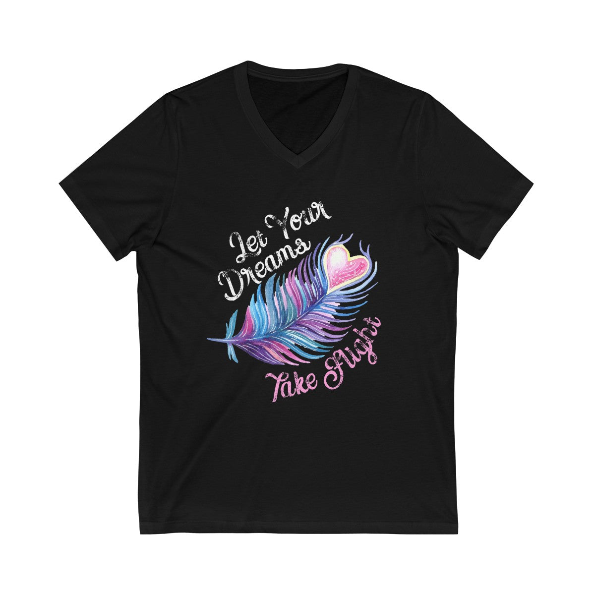 Dreams Take Flight Inspirational Shirts | Dream Big Gifts | Unisex Jersey V-neck T-shirt