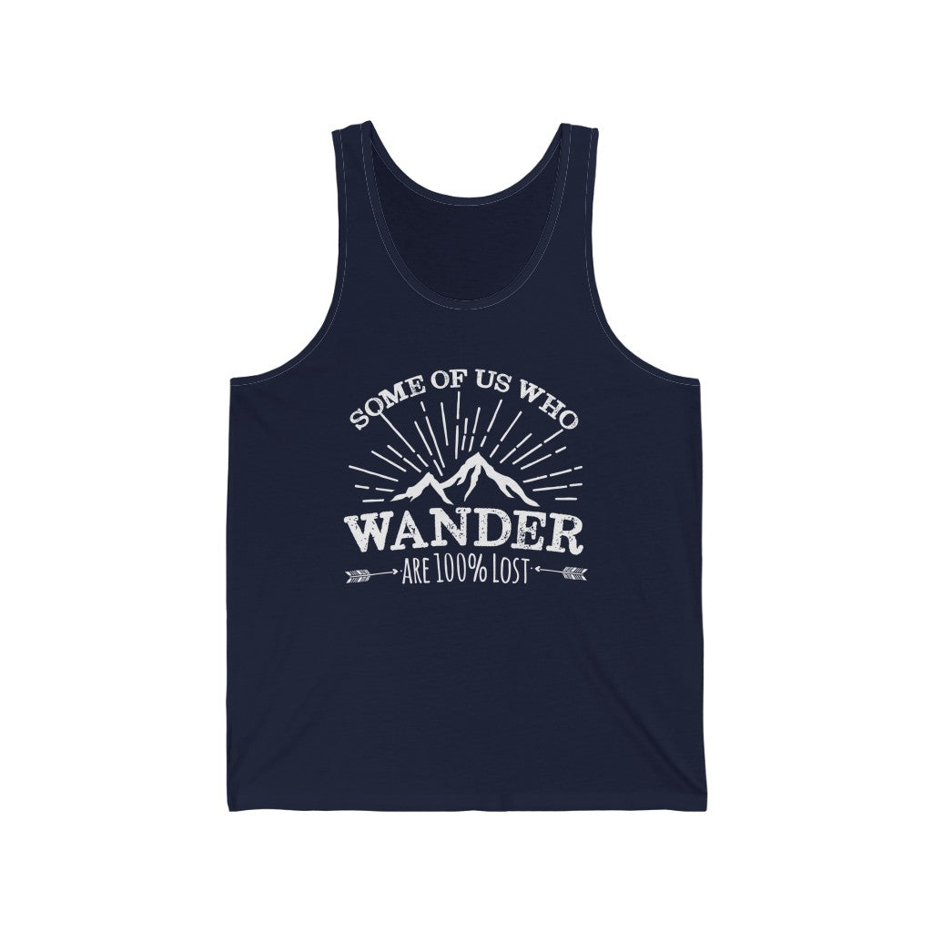 100% Lost Funny Wanderlust Adventure Shirt | Travel Lover Camping Gift| Unisex Jersey Tank Top