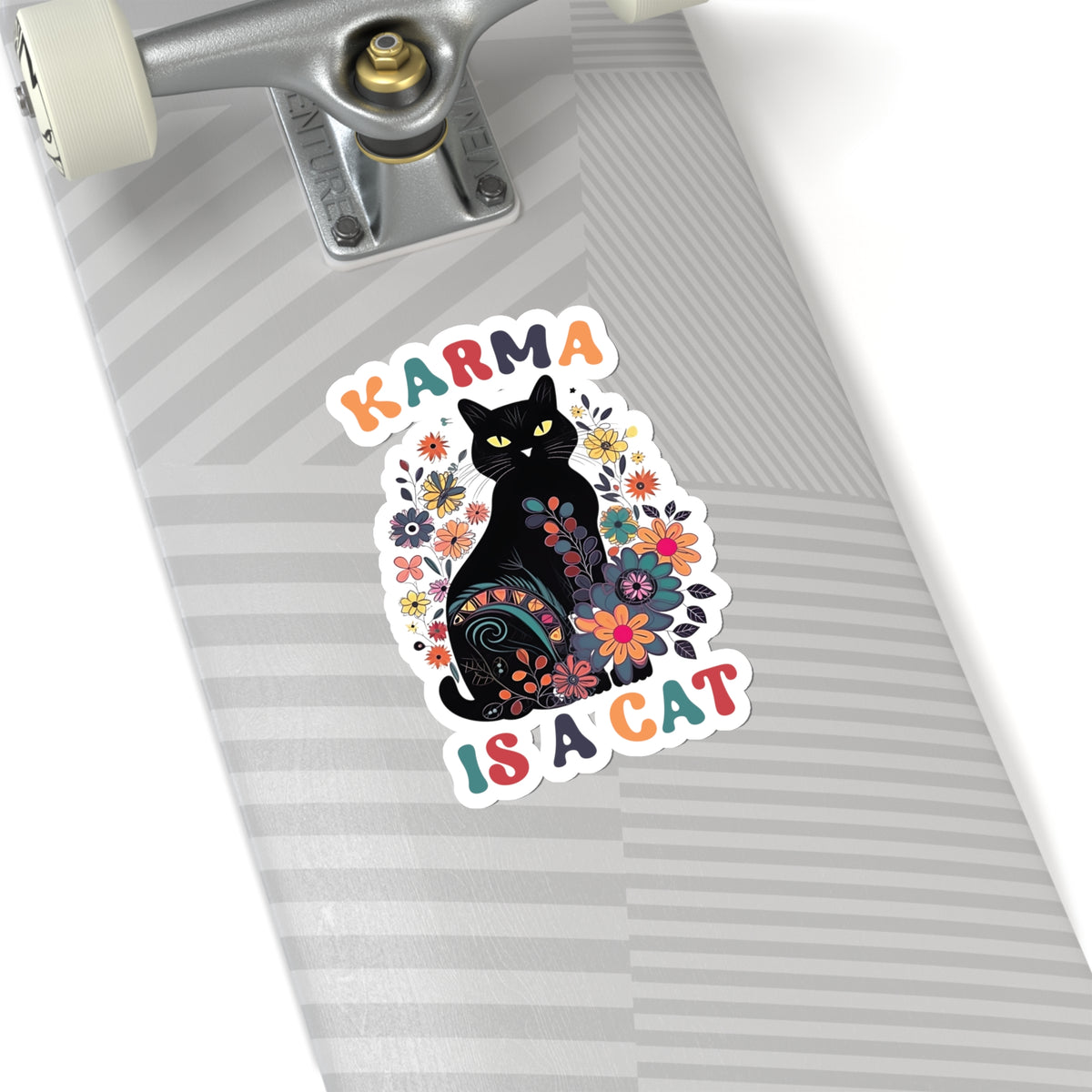 Karma Is a Cat Vinyl Sticker | Funny Cat Sticker | Karma Sticker | Mystical Sticker | Black Cat Lover Gift | Kiss-Cut Stickers