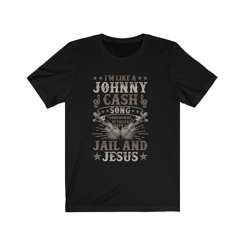 Jesus & Jail Johnny Cash Song Guitar Shirt | Graphic tees | Bella Canvas Unisex Jersey T-shirt