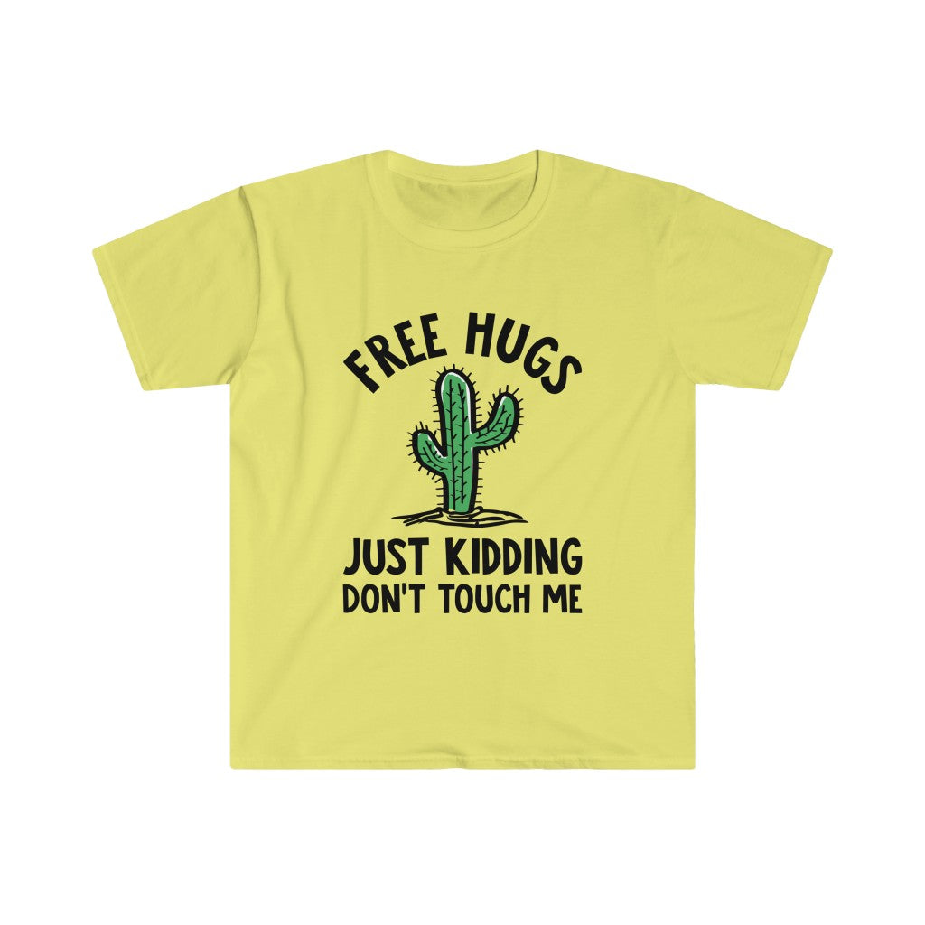 Free Hugs Cactus Funny Introvert Shirt Antisocial Gift | Unisex Soft Style T-Shirt