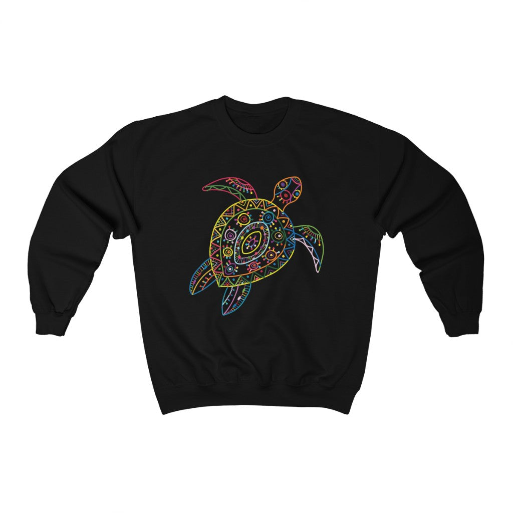 Sea Turtle Line Drawing Beach Bum Shirt | Ocean Lover Graphic Tees | Unisex Crewneck Sweatshirt