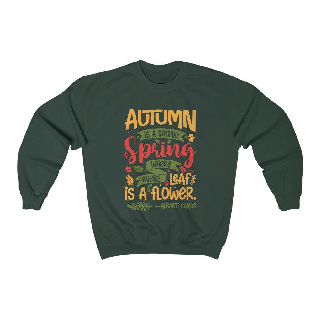 Fall Flower Albert Camus Quote Shirt | Autumn Quote | Unisex Crewneck Sweatshirt
