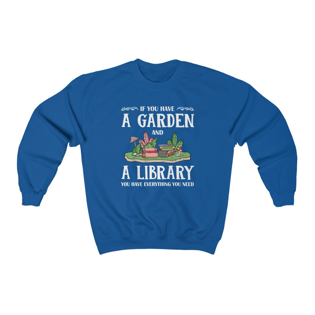 Garden & Library Bookworm Book Shirt | Book Lover Gift | Unisex Crewneck Sweatshirt