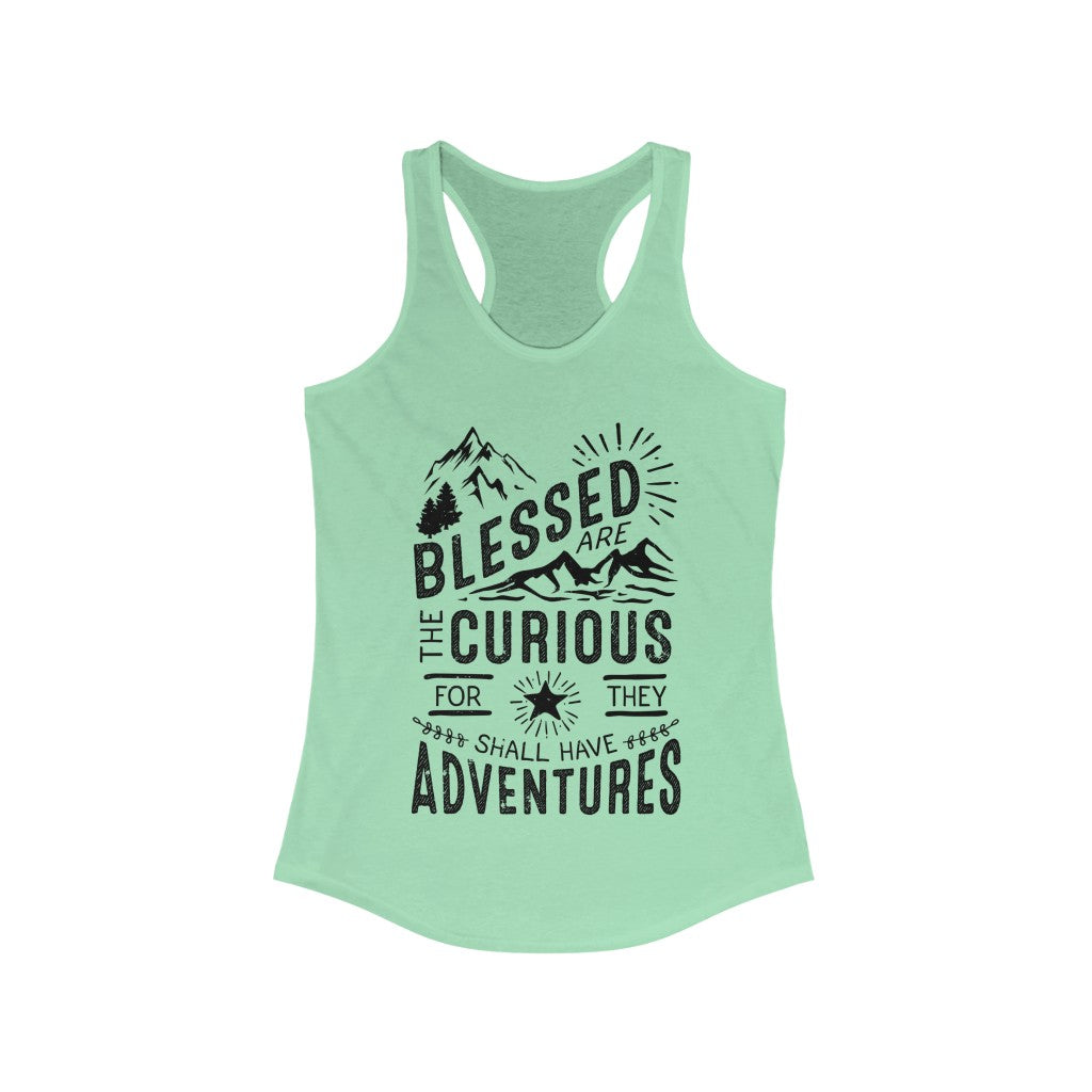 Blessed Curious LOTR Adventure Hiking Shirt | Wanderlust Gift  | Women's Slim-fit Racerback Tank Top