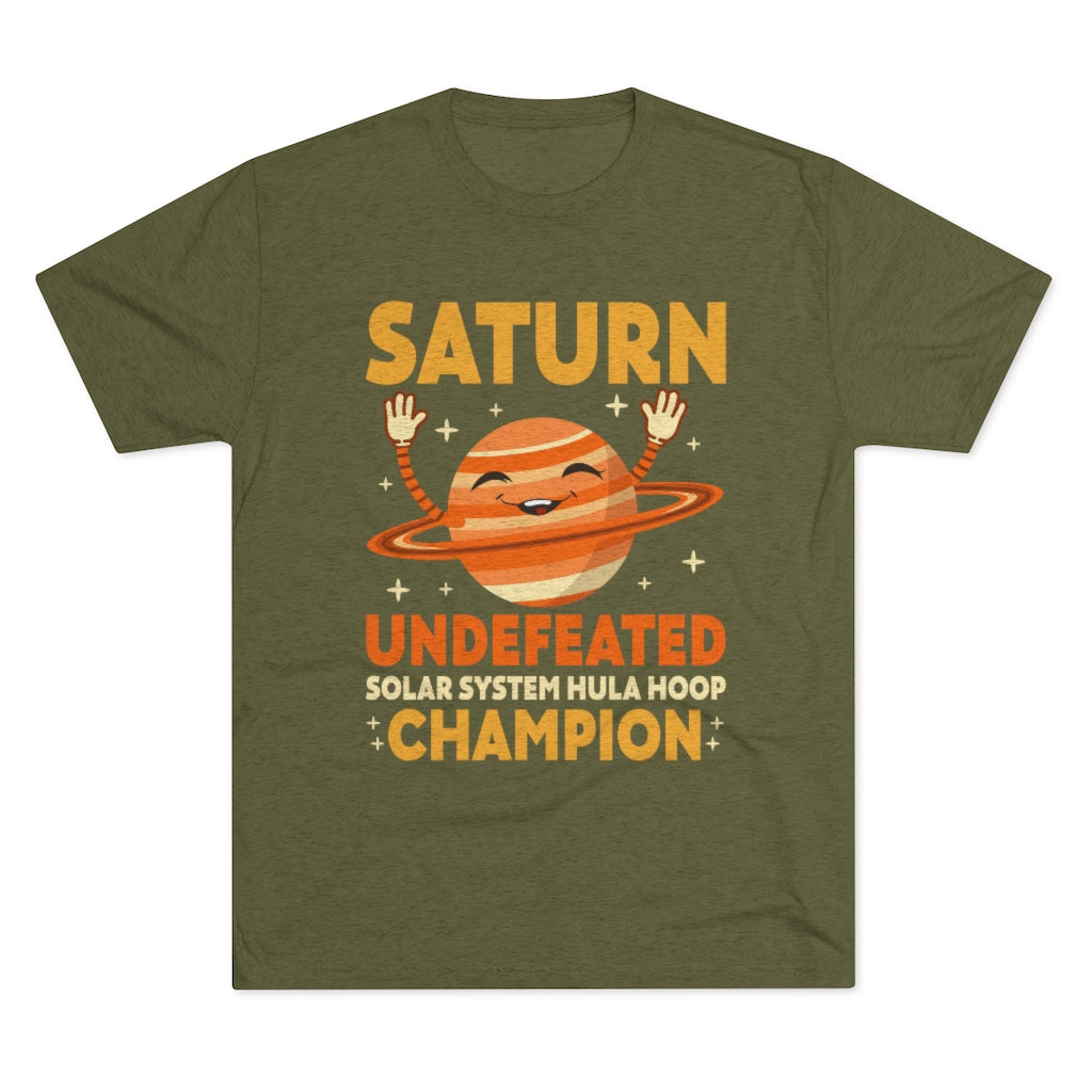 Funny Saturn Solar System Hula Hoop Shirt | Astronomy Science Shirt | Men's Tri-blend T-shirt