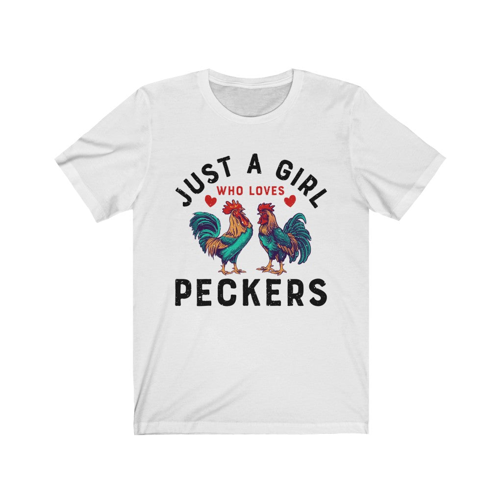 Girl Who Loves Peckers Chicken Farm T-shirt | Chicken Lover Gift | Bella Canvas Unisex Jersey T-shirt