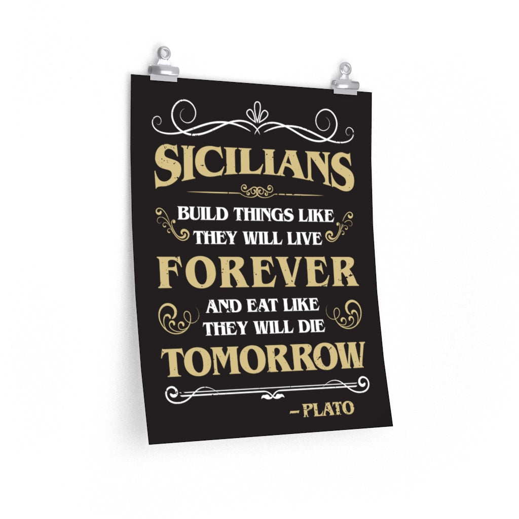 Funny Sicilian Plato Quote Italian Art Print | Sicily Italy Gift  Home Decor | Premium Matte vertical posters