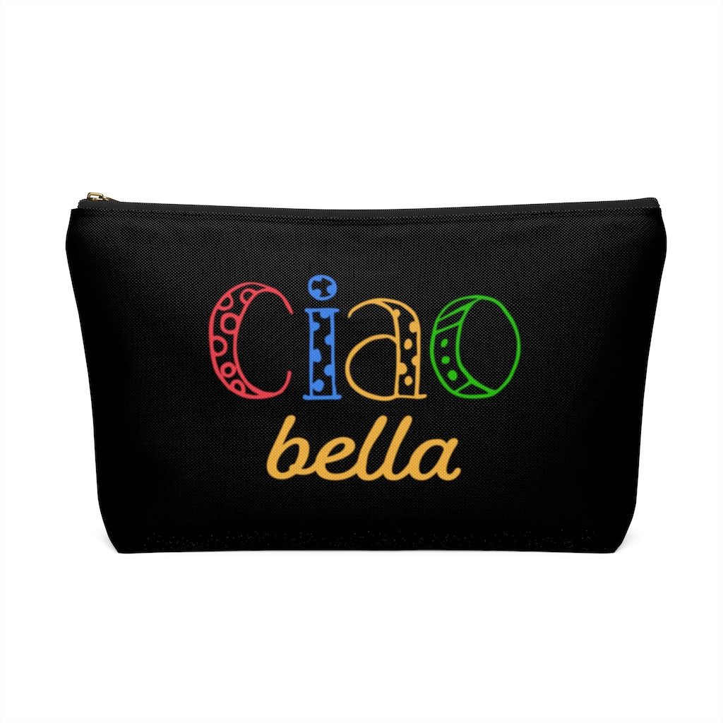 Ciao Bella Makeup Cosmetic Bag | Italy Travel Gifts | Accessory Pouch with T-Bottom