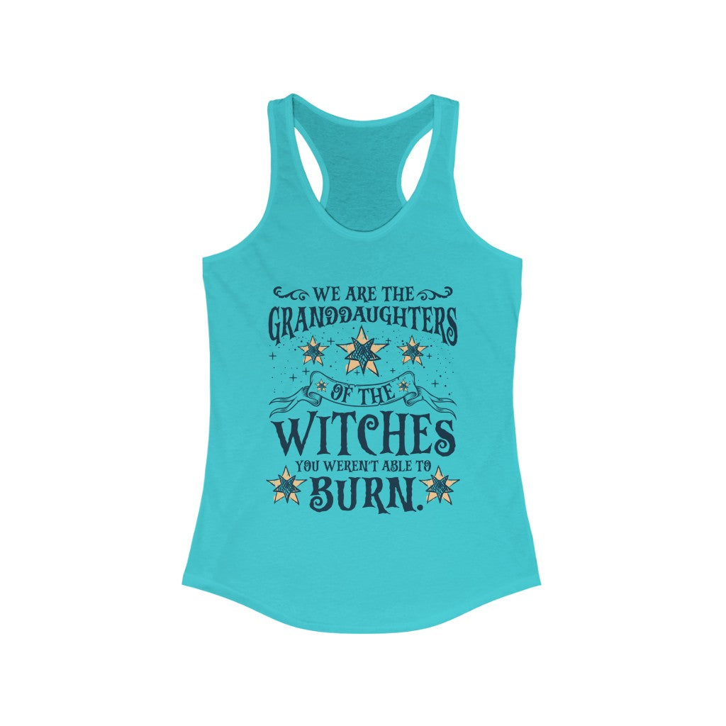 Granddaughters Girl Power Witch Shirt | Halloween Wiccan Gift | Women's Slim-fit Racerback Tank Top