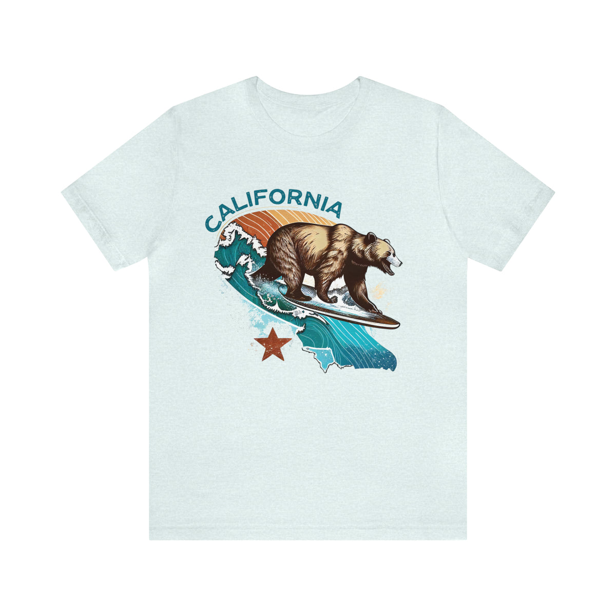 California Bear Surf Shirt | California Beach Bum Shirt | Retro Shirt | California Gifts | Unisex Jersey T-shirt