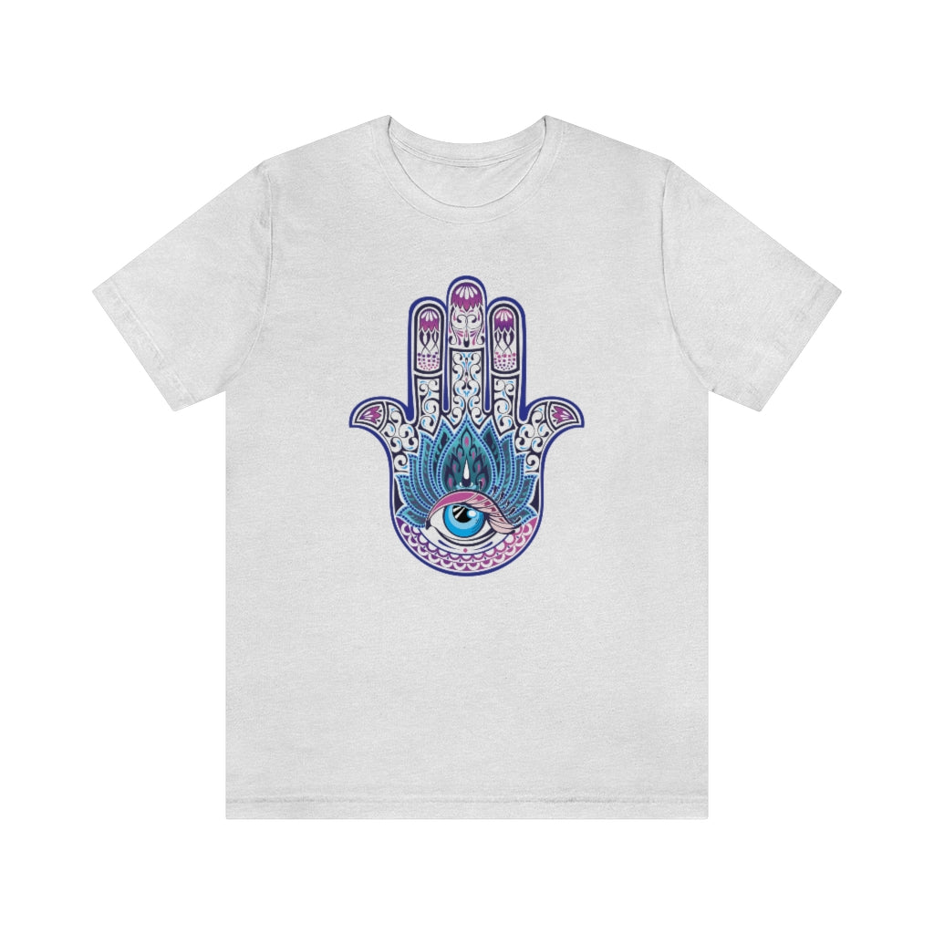 Hand of Fatima Evil Eye Muslim Hamsa Shirt | Protection Amulet Gift | Unisex Jersey T-shirt