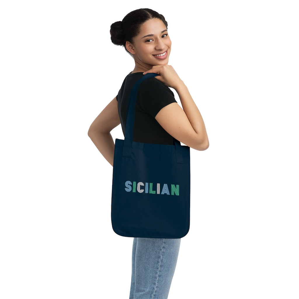 Sicilian Italian Heritage Tote Bag | Sicily World Travel Gift | Organic Canvas Tote Bag