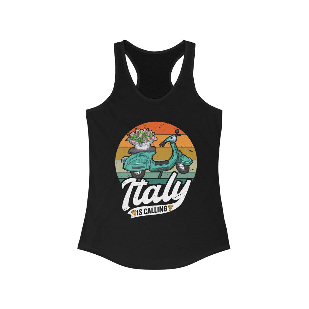 Italy Is Calling Italy Trip Vacation Shirt | World Travel Gift | Women's Slim-fit Racerback Tank Top