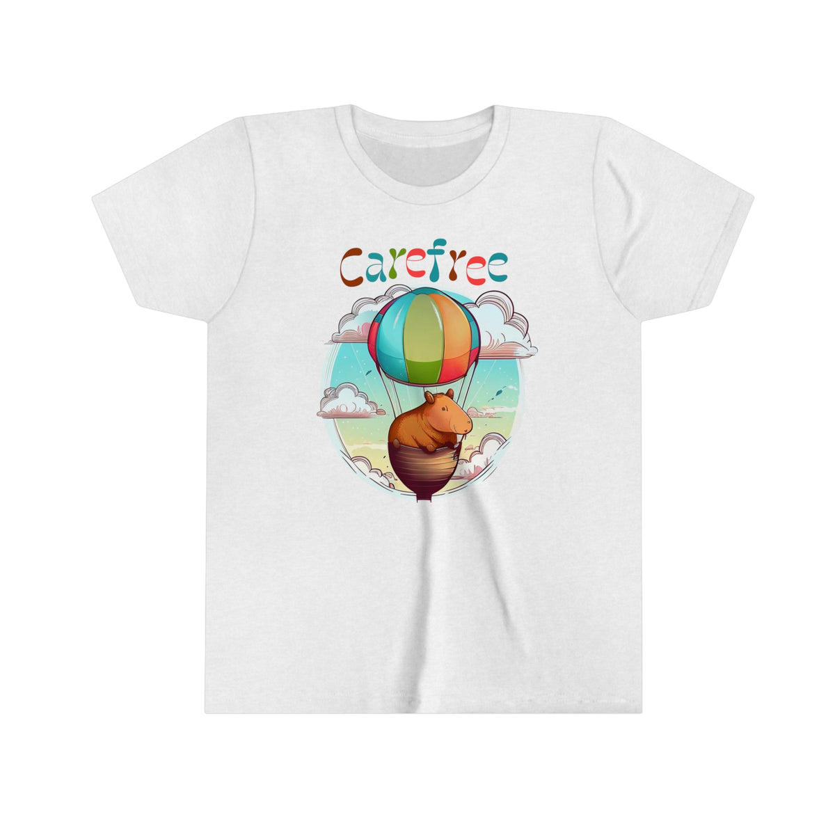 Hot Air Balloon Capybara Shirt | Capybara Lover Gift | Carefree Good Vibes Only Shirt | Youth Jersey T-shirt