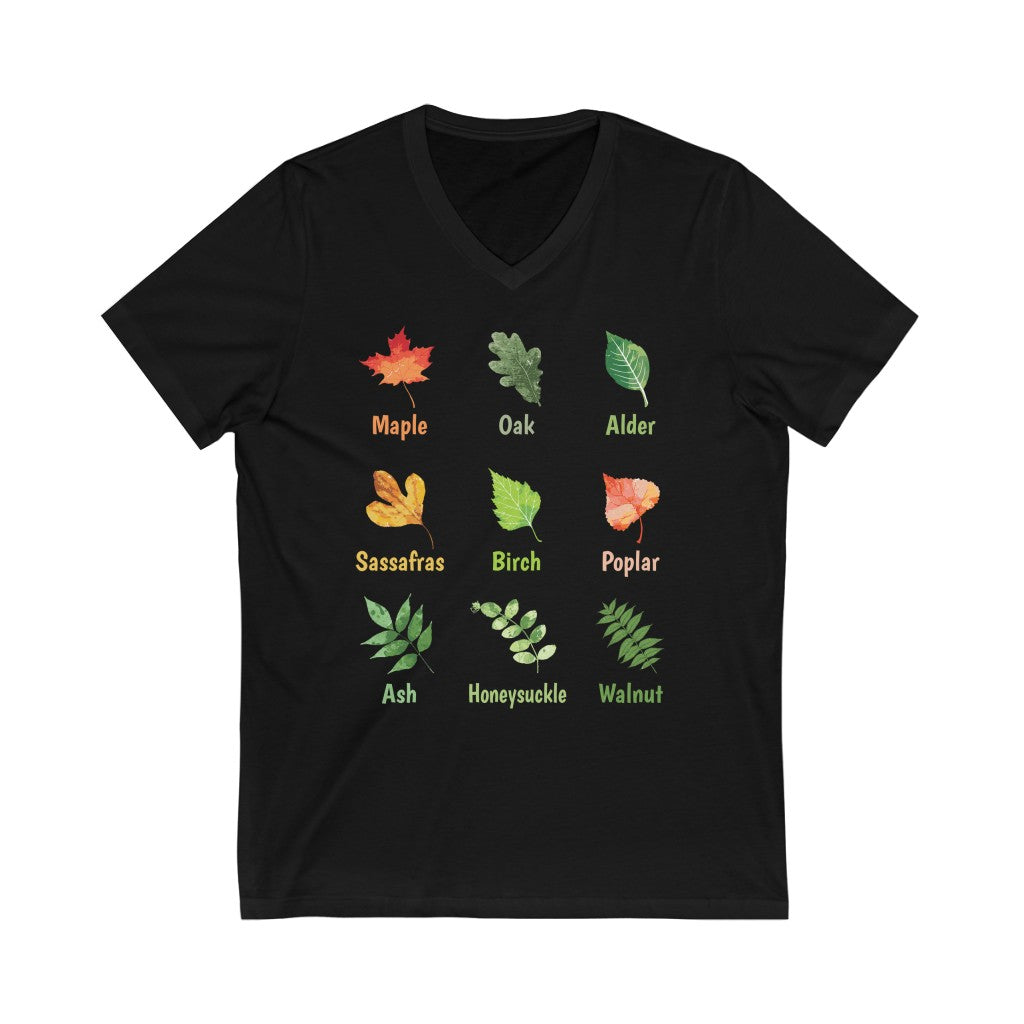 Oak Leaf Fall Leaves T-shirt | Autumn Garden Teacher Gifts  | Unisex Jersey V-neck T-shirt