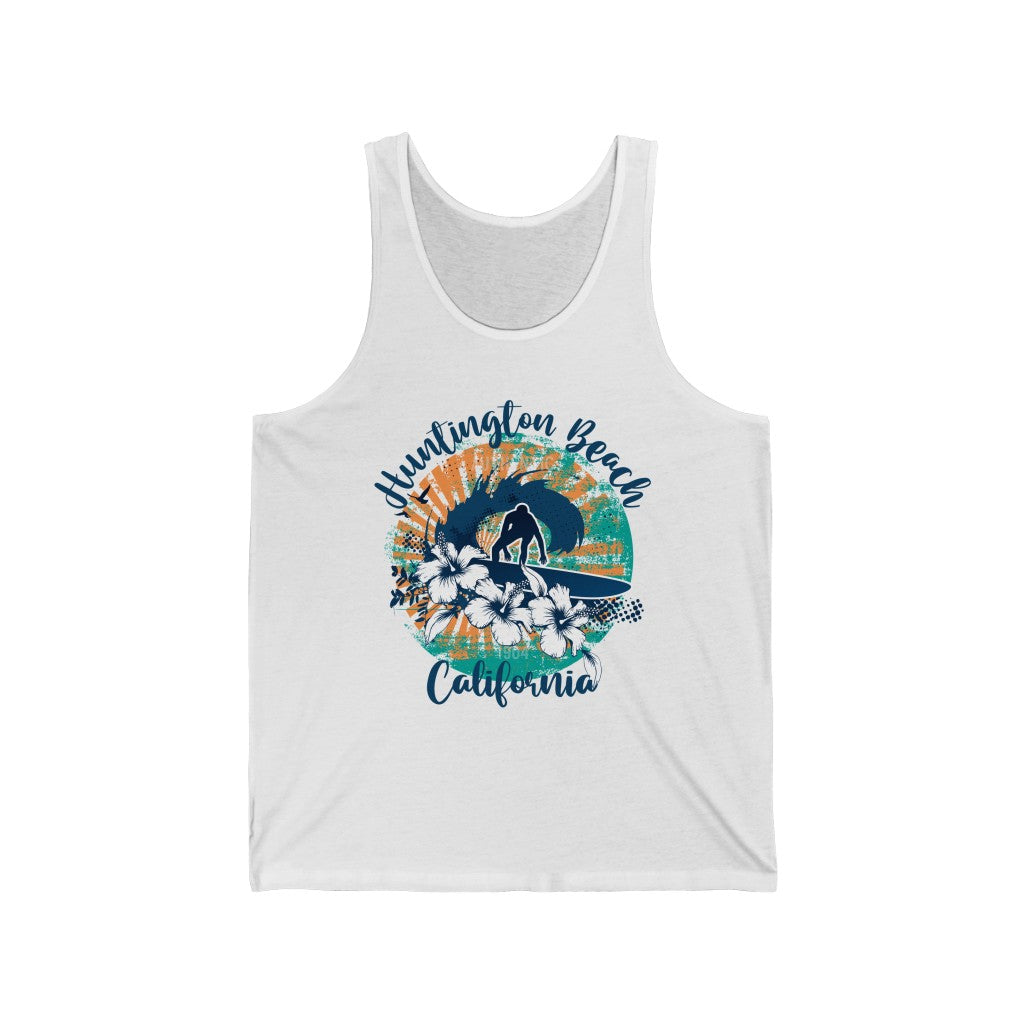 Huntington Beach Beach Bum Surfer Shirt | Beach Lover Gift | Unisex Jersey Tank Top