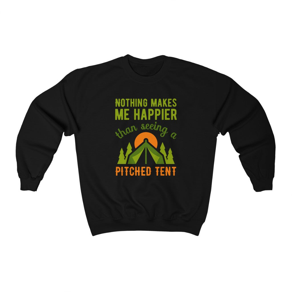 Pitched Tent Funny Camping Adventure Shirt | Happy Camper Gift | Unisex Crewneck Sweatshirt