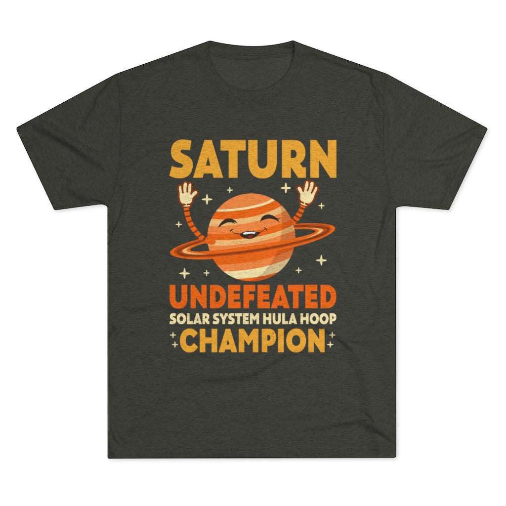 Funny Saturn Solar System Hula Hoop Shirt | Astronomy Science Shirt | Men's Tri-blend T-shirt