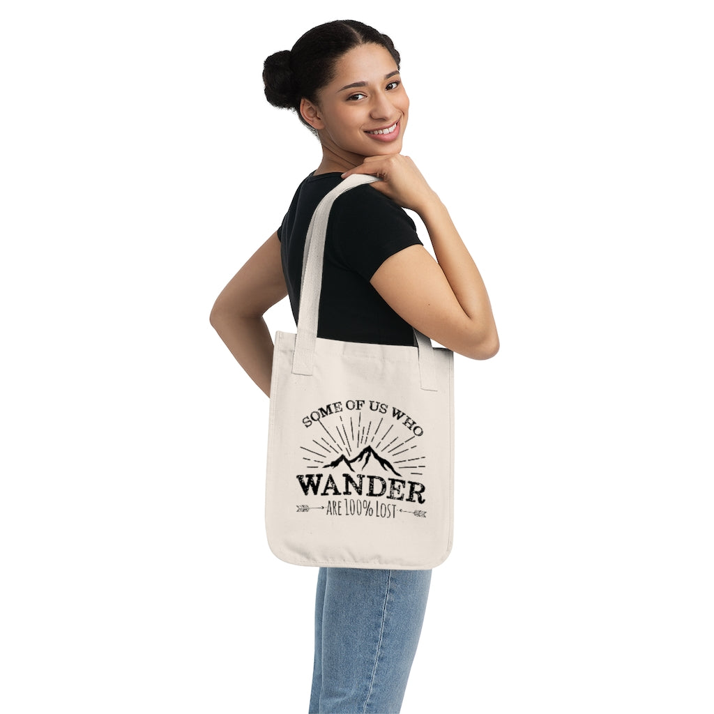 100% Lost Funny Wanderlust Adventure Tote | Travel Lover Camping Gift | Organic Canvas Tote Bag