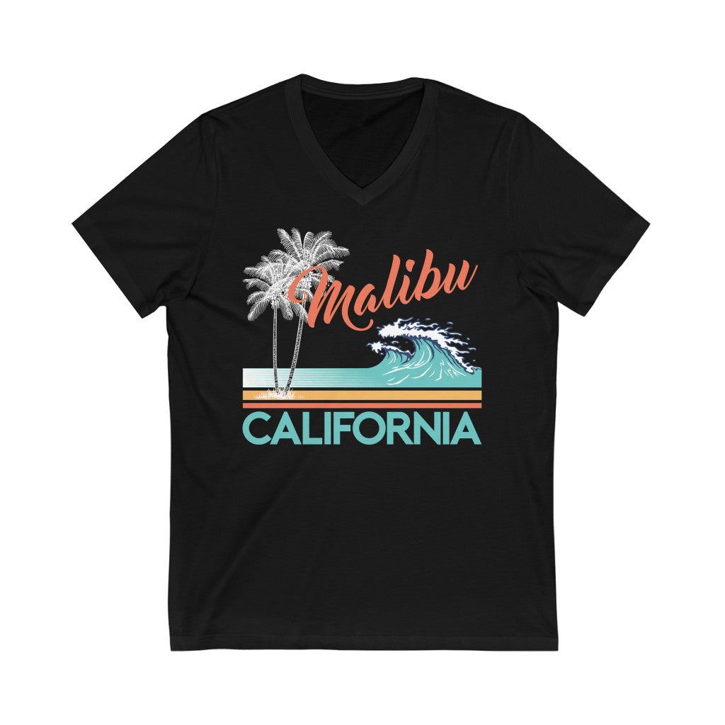 Malibu Beach Bum Vintage California Shirt | California Surfing Gift | Unisex Jersey V-neck T-shirt
