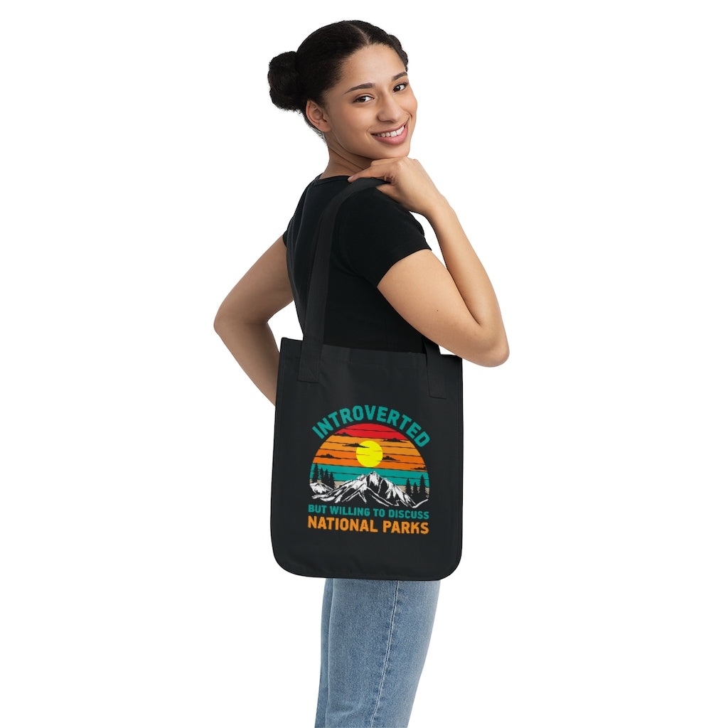Introvert National Parks Funny Camping Tote | Introverted Camping Gift | Organic Canvas Tote Bag