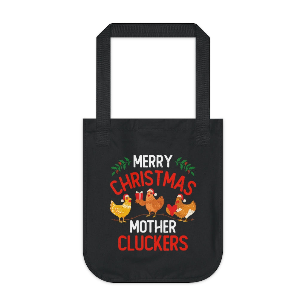 Funny Merry Christmas Chicken Tote Bag | Chicken Farmer Gift Bag | Organic Canvas Tote Bag