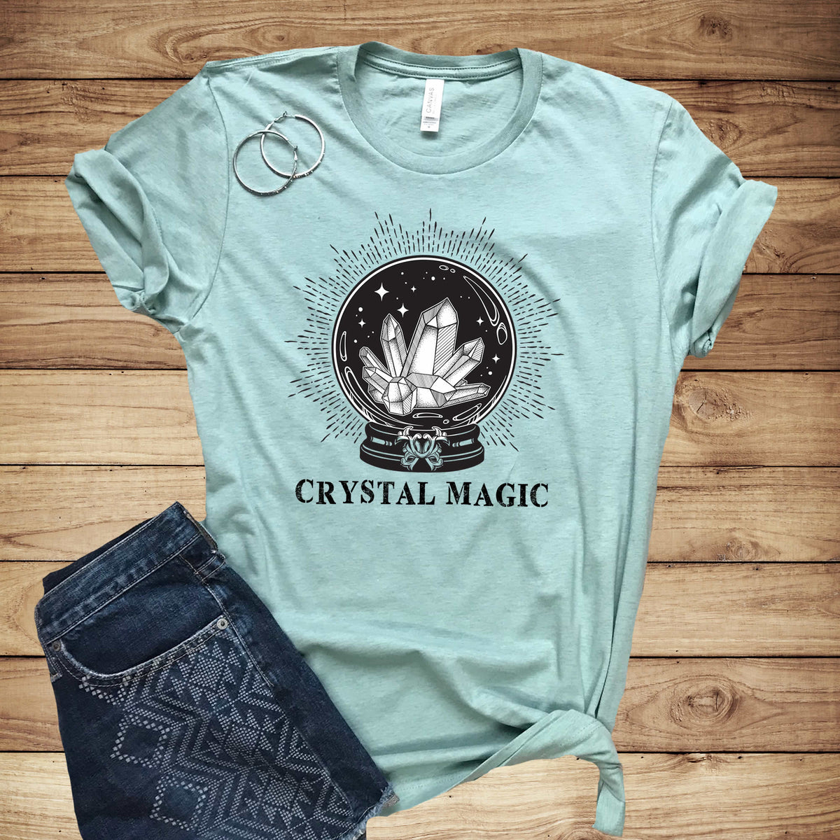 Crystal Magic Chakra Healing Crystals Shirt | Fortune Teller Crystal Ball Shirt | Unisex Jersey T-shirt