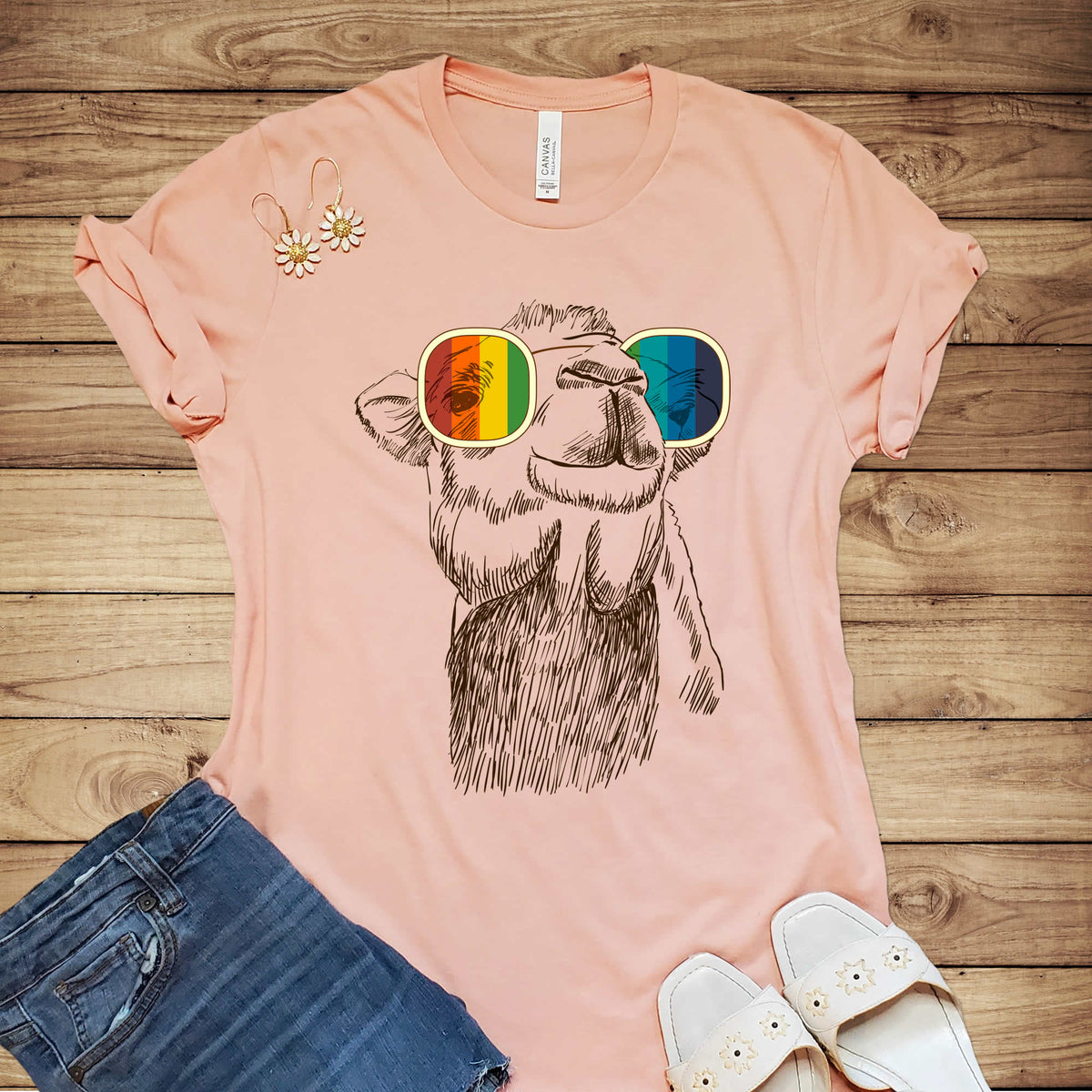 Camel Retro Rainbow Funny Aesthetic Shirt | Joe Cool Gifts | Unisex Jersey T-shirt