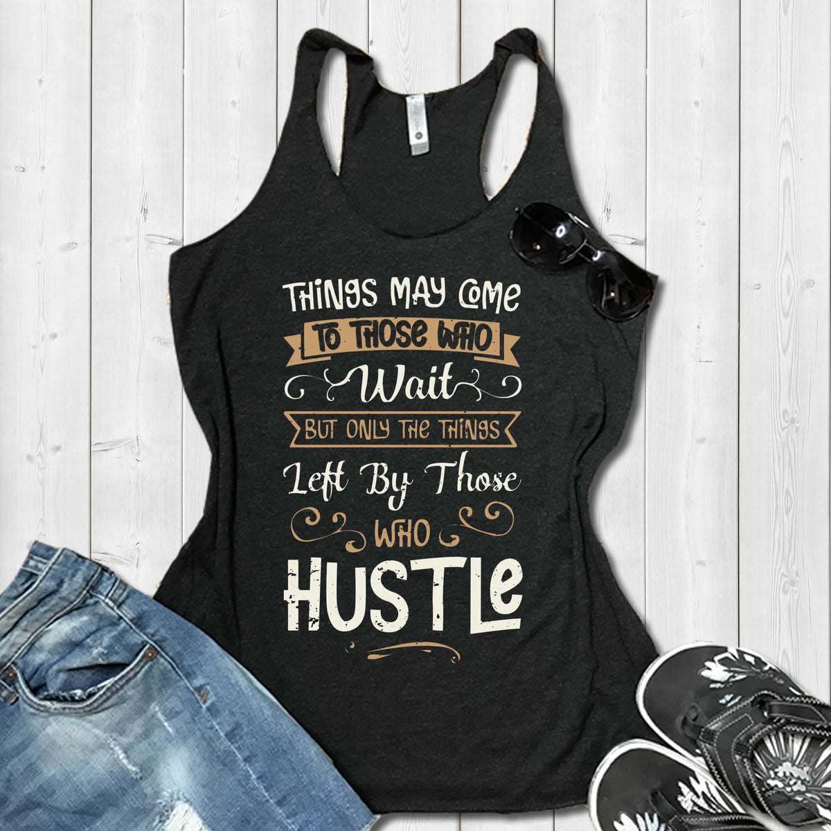 Hustle Funny Entrepreneur Shirt | Snarky Entrepreneur Gift | Women's Tri-blend Racerback Tank Top
