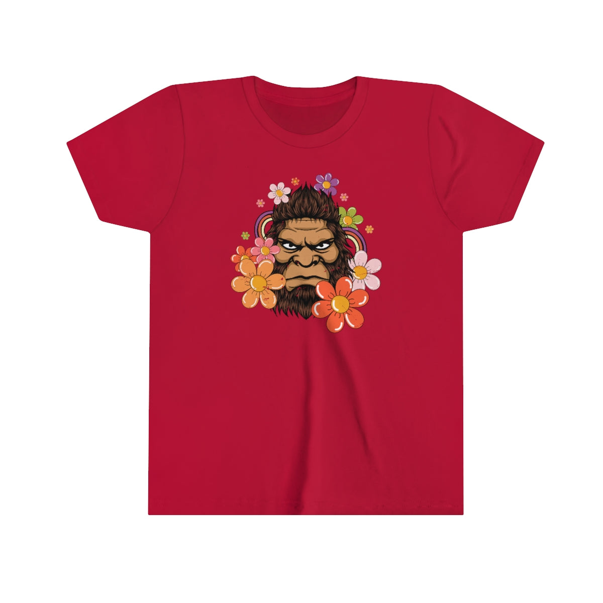 Retro 70s Floral Bigfoot Shirt | Funny Flower Power Shirt | Youth Jersey T-shirt