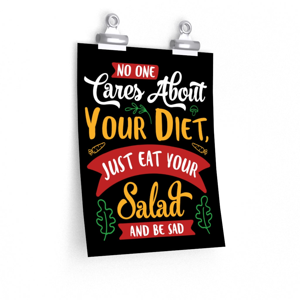 Sad Salad Anti Diet Wall Art Kitchen Decor | Junk Food Lover Gift For Men | Home Decor Art Print