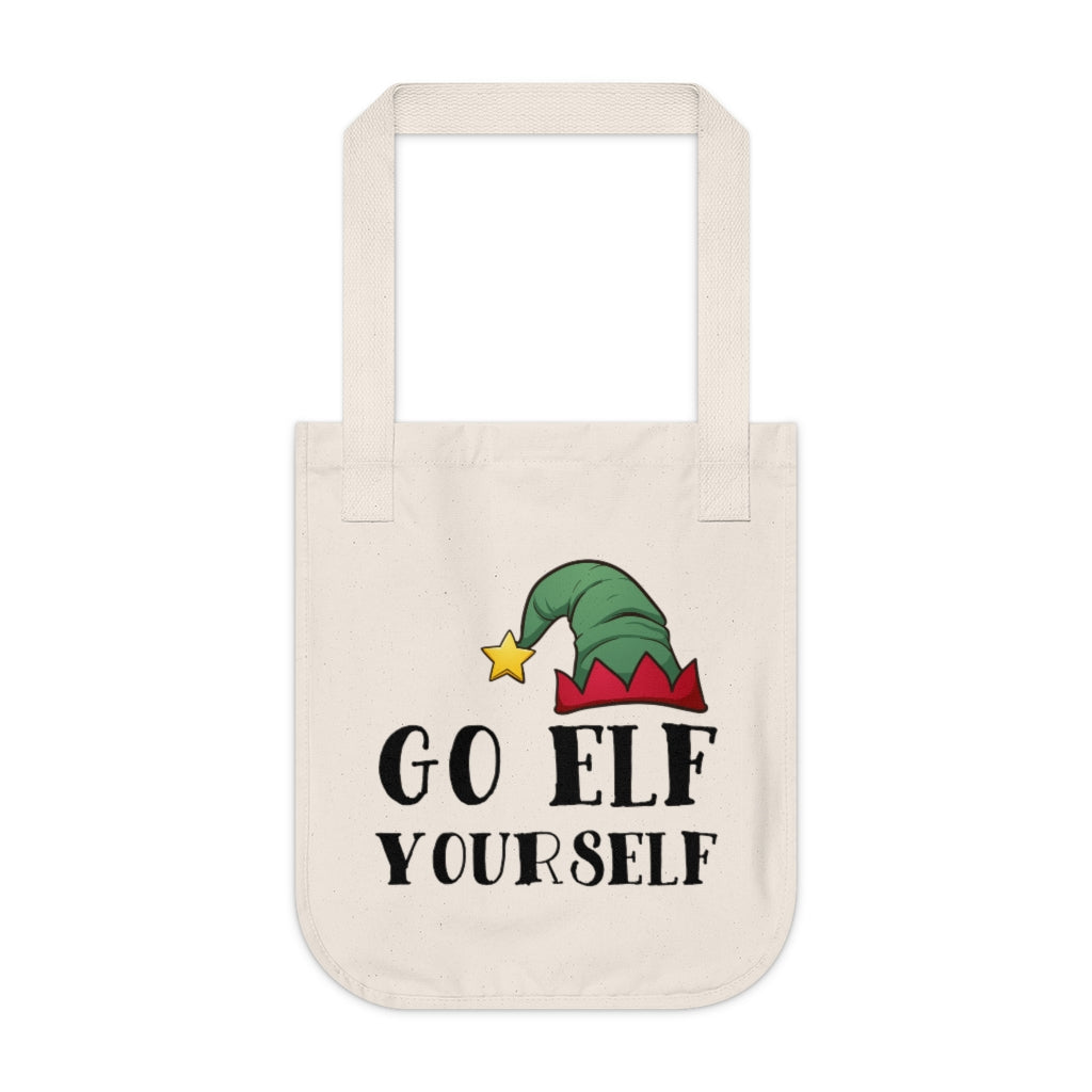 Go Elf Yourself Funny Christmas Elf Tote Bag | Mature Christmas Gift | Organic Canvas Tote Bag