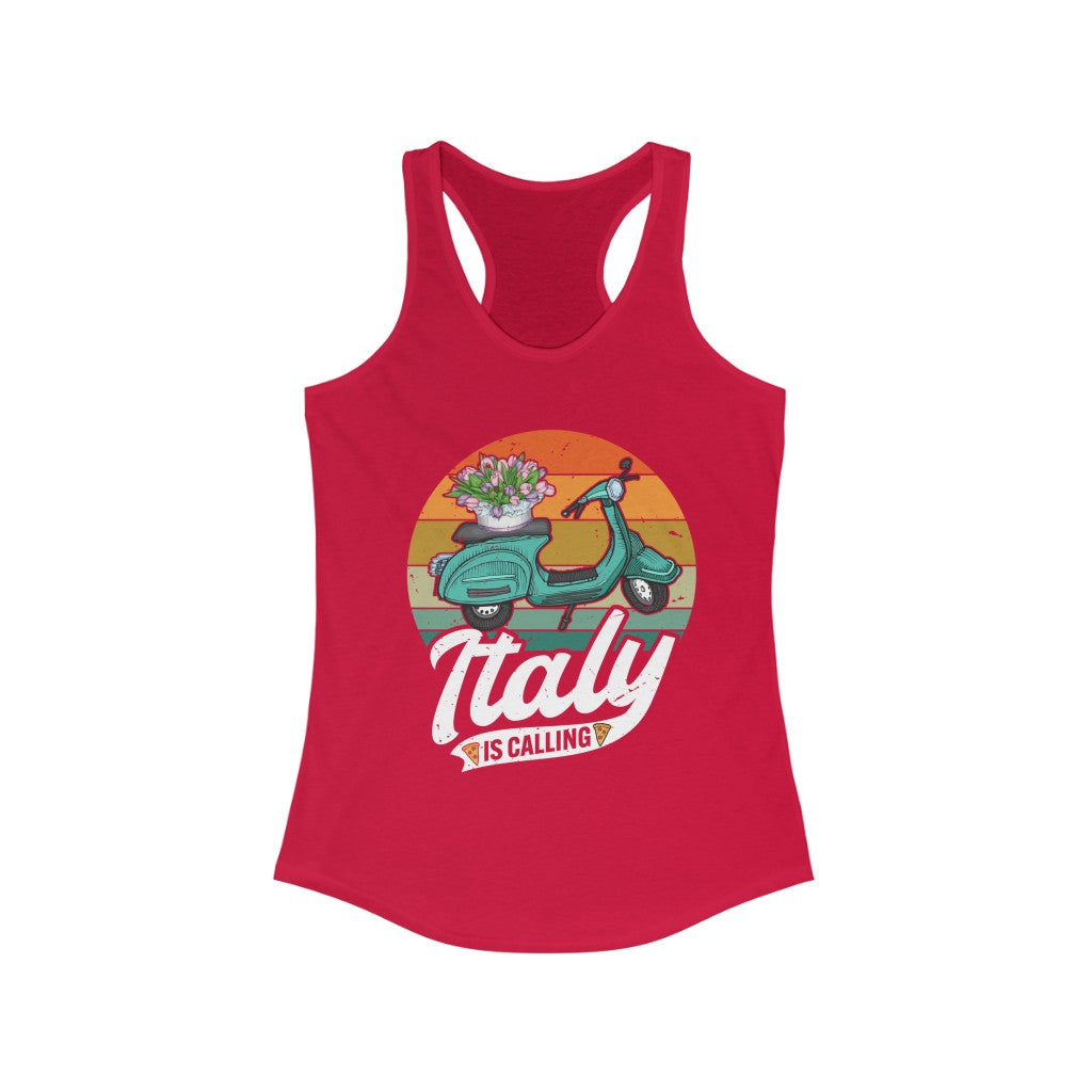 Italy Is Calling Italy Trip Vacation Shirt | World Travel Gift | Women's Slim-fit Racerback Tank Top