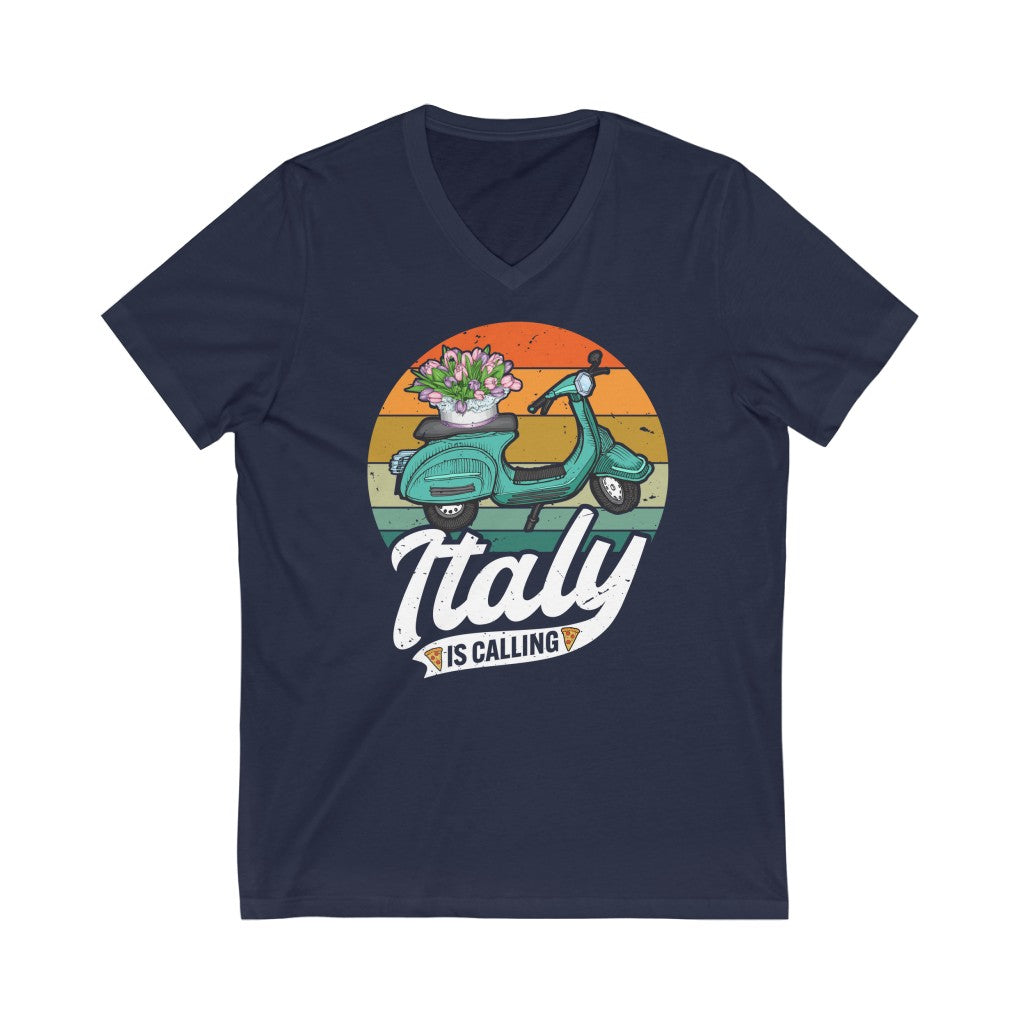 Italy Is Calling Italy Trip Vacation Shirt | World Travel Gift | Unisex Jersey Short Sleeve V-Neck Tee