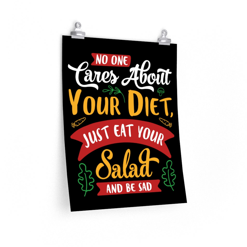 Sad Salad Anti Diet Wall Art Kitchen Decor | Junk Food Lover Gift For Men | Home Decor Art Print