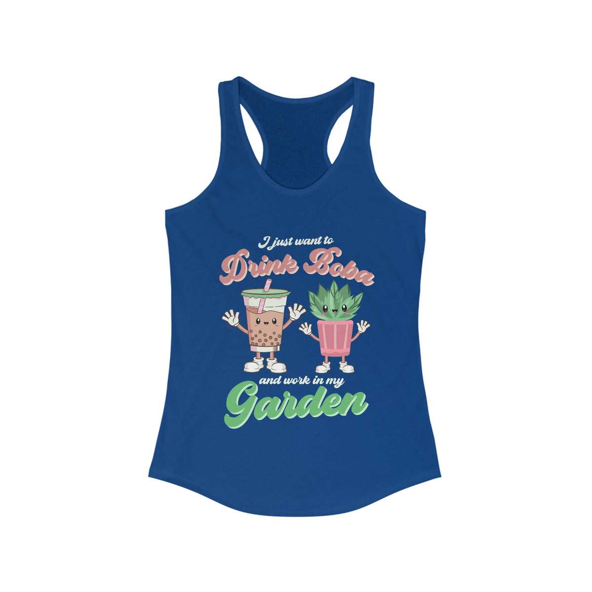 Bubble Tea Shirt | Boba Tea Retro Shirt | Plant Mom Shirt | Garden Gift | Women's Slim-fit Racerback Tank Top