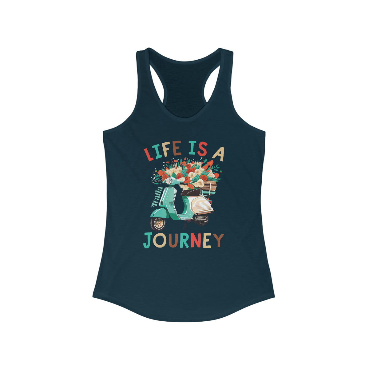 Life Is A Journey Italy Shirt | Italy Travel Gifts | Italy Vacation Shirt | Gift For Her | Women's Slim-fit Racerback Tank Top