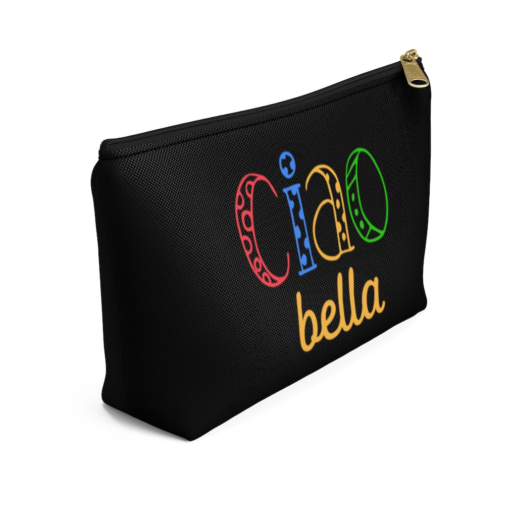 Ciao Bella Makeup Cosmetic Bag | Italy Travel Gifts | Accessory Pouch with T-Bottom