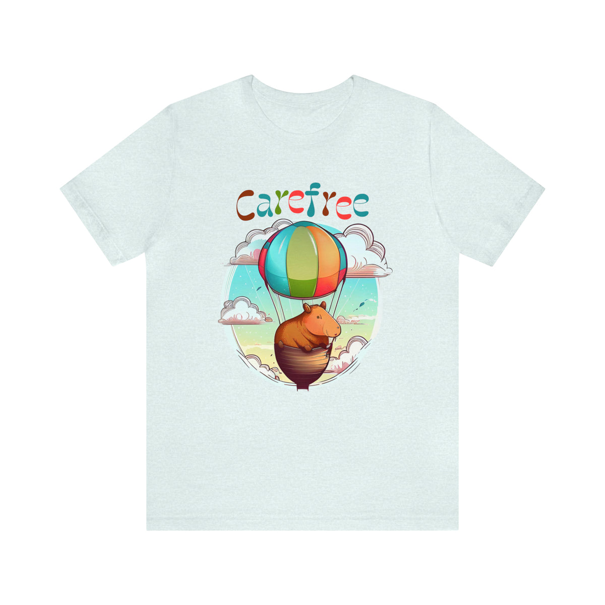 Hot Air Balloon Capybara Shirt | Capybara Lover Gift | Carefree Good Vibes Only Shirt | Unisex Jersey T-shirt