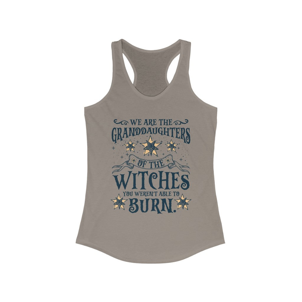 Granddaughters Girl Power Witch Shirt | Halloween Wiccan Gift | Women's Slim-fit Racerback Tank Top