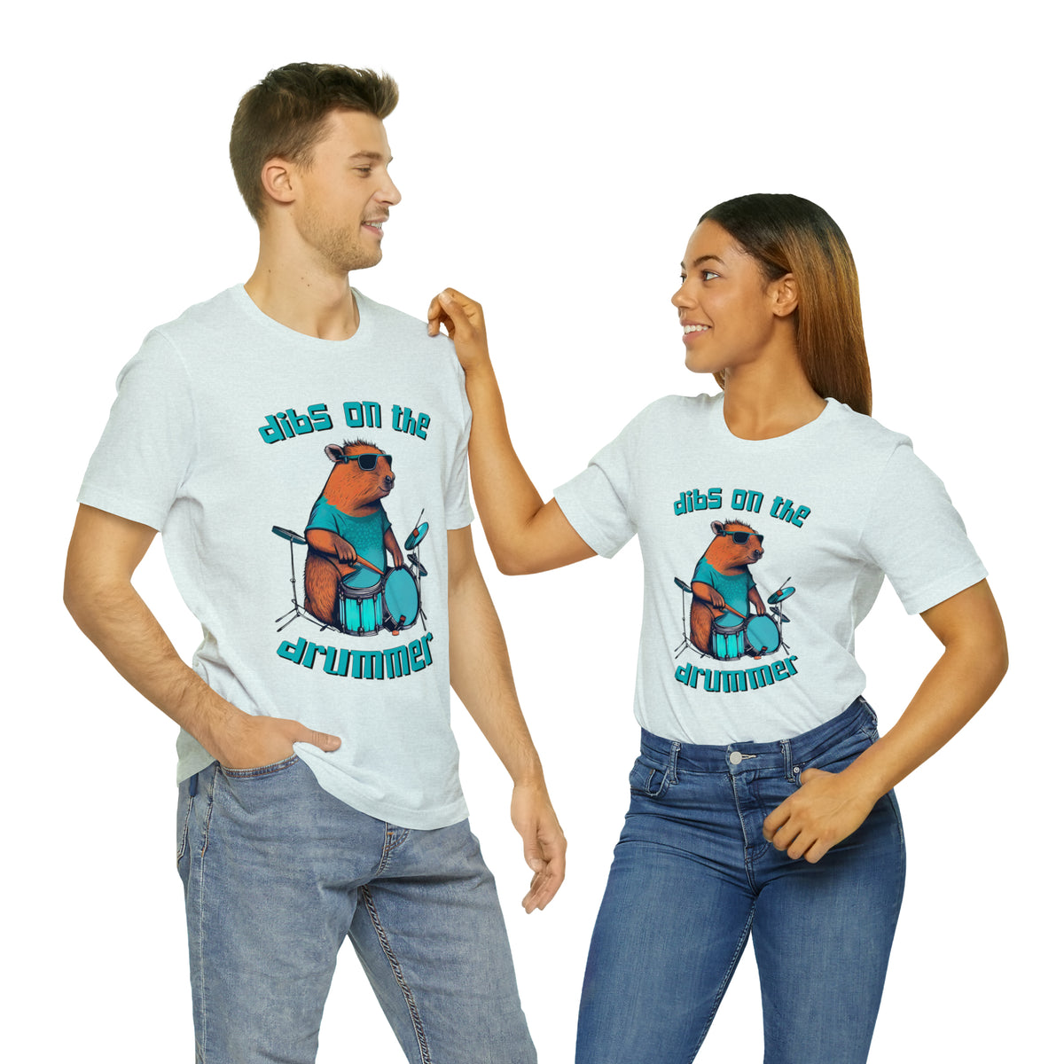 Dibs On The Drummer Capybara Shirt | Capybara Lover Gift For Her | Drummer Gift | Unisex Jersey T-shirt